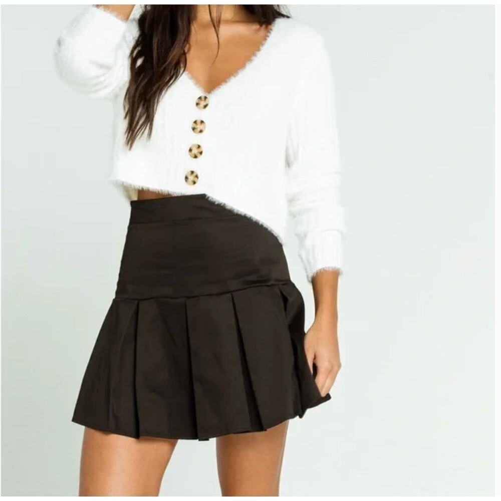 Full Tilt Black Pleated Tennis Mini Skirt Size L 90's Y2K Schoolgirl Goth Punk
